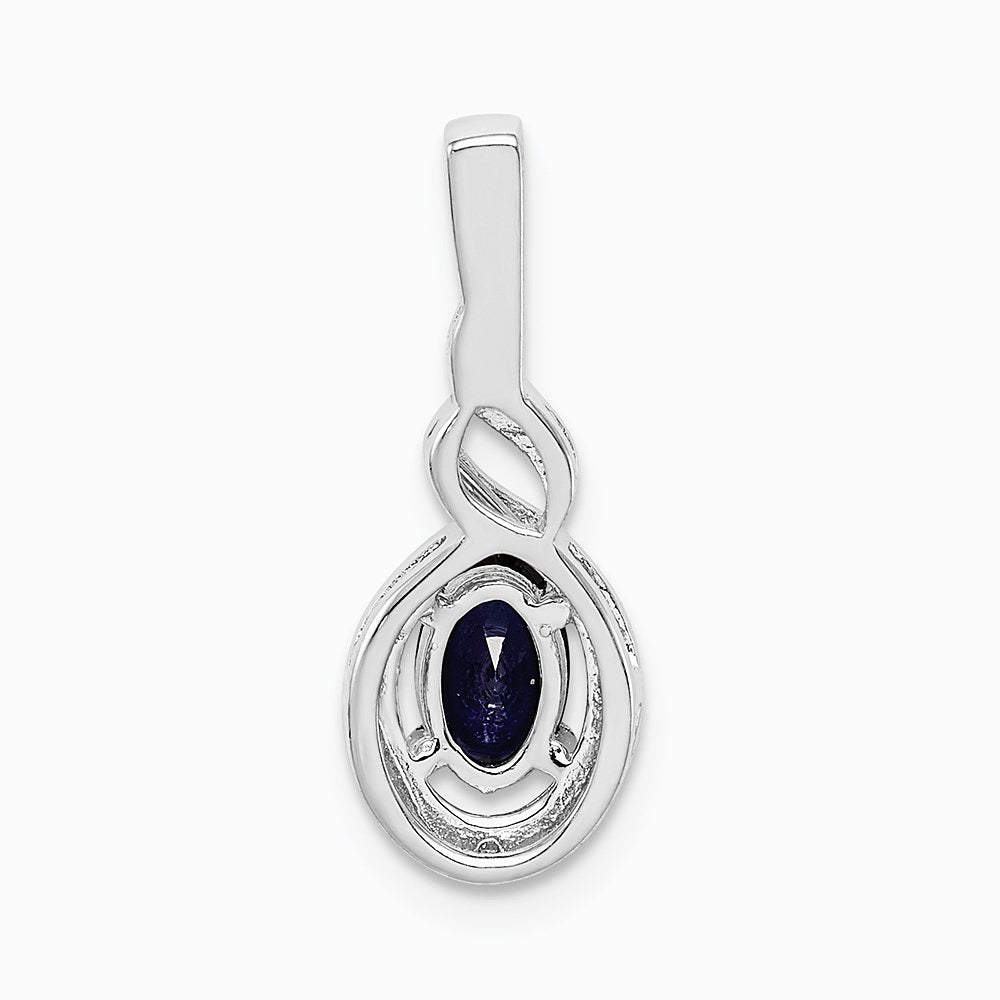 Sterling Silver Rhodium-plated Created Sapphire & Diamond. Pendant - Product Photo
