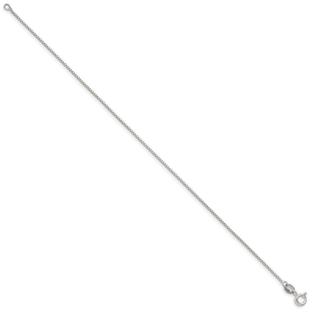 Sterling Silver .9mm Box Chain Anklet Bracelet 7"-10" - Product Photo