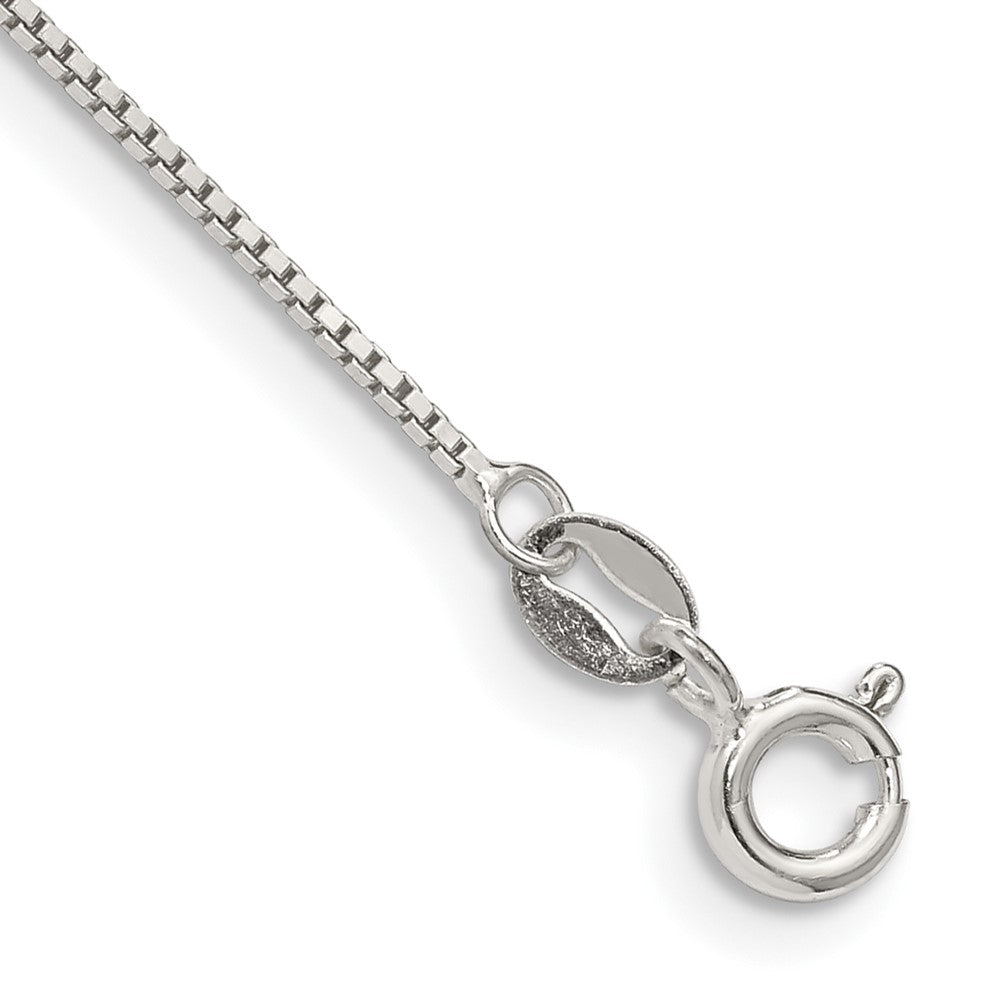 Sterling Silver .9mm Box Chain Anklet Bracelet 7"-10" - Product Photo