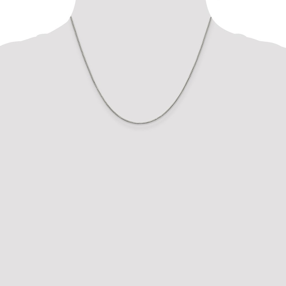 Sterling Silver Rhodium-plated .9mm Box Chain with 2in ext. Necklace 18"-22" - Product Photo