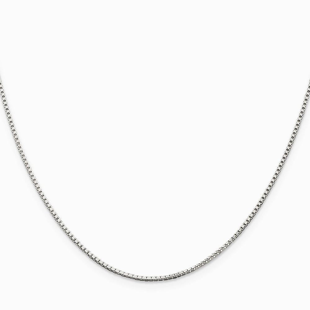 Sterling Silver Rhodium-plated 1.25mm Box Chain Necklace 16"-30" - Product Photo