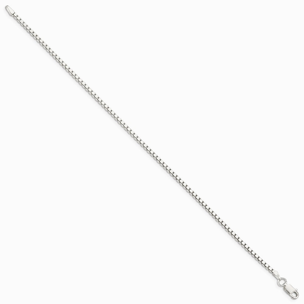 Sterling Silver 1.9mm Box Chain Bracelet 7"-8" - Product Photo