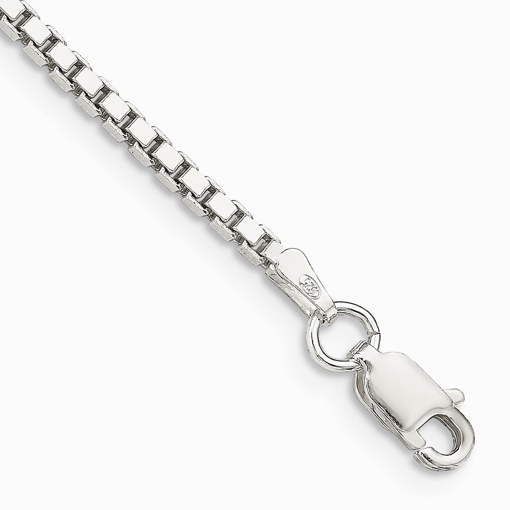 Sterling Silver 1.9mm Box Chain Bracelet 7"-8" - Product Photo