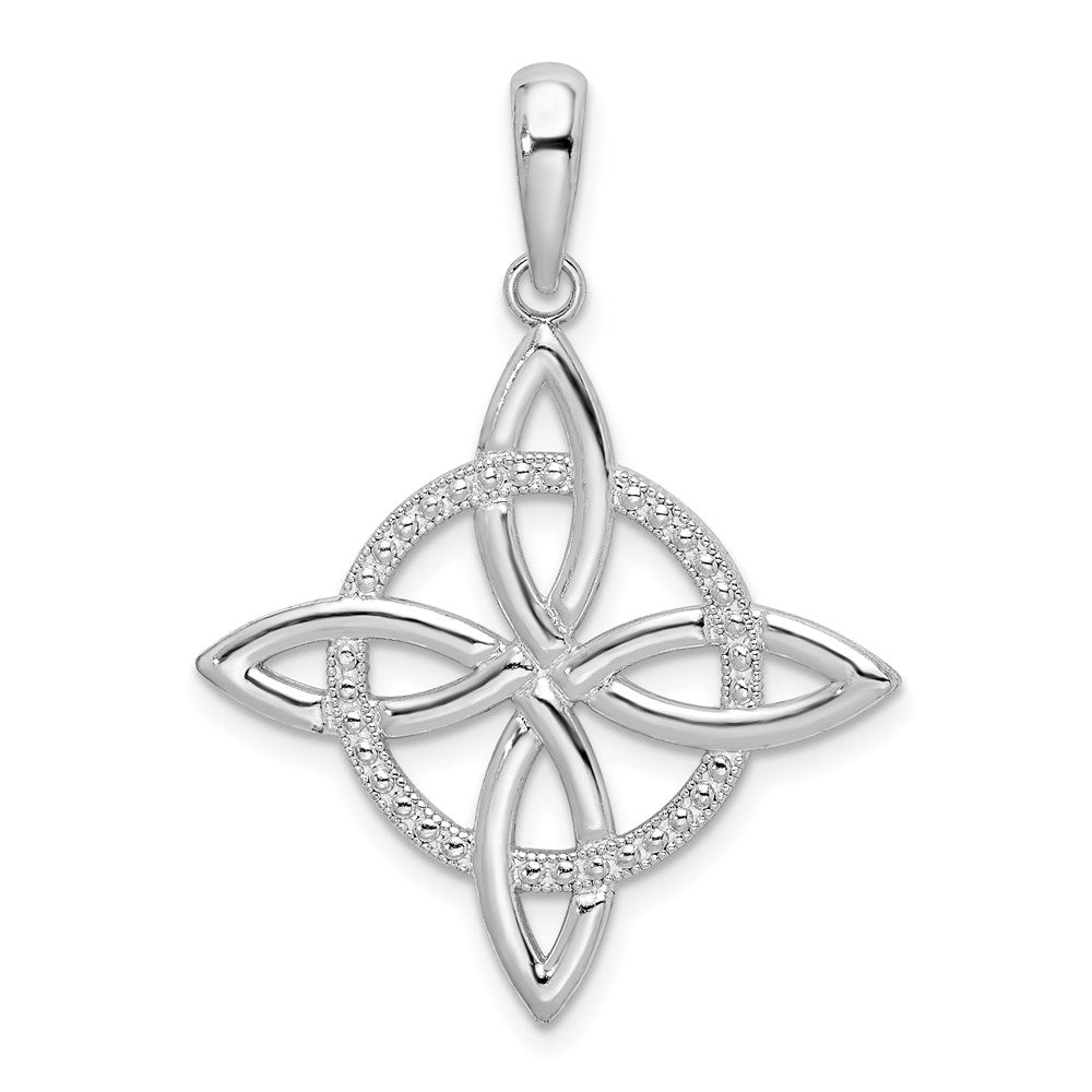 Sterling Silver Rhodium-plated Polished Celtic Eternity Knot Pendant - Product Photo