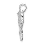 Sterling Silver Rhodium-plated Polished/Textured Deer Head Pendant - Product Photo