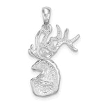 Sterling Silver Rhodium-plated Polished/Textured Deer Head Pendant - Product Photo