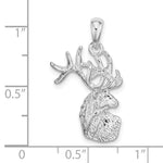 Sterling Silver Rhodium-plated Polished/Textured Deer Head Pendant - Product Photo