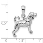 Sterling Silver Rhodium-plated Textured 3D Beagle Pendant - Product Photo