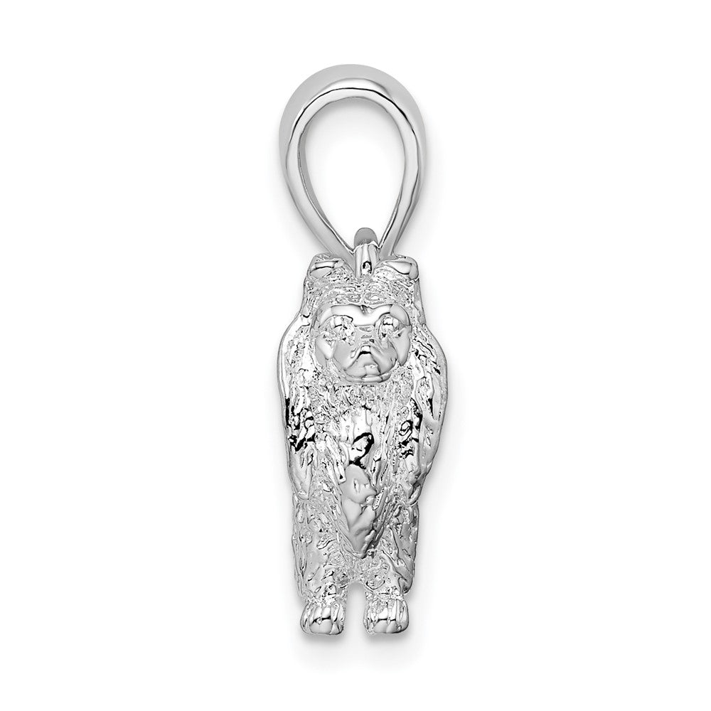 Sterling Silver Rhodium-plated Textured 3D Shetland Sheepdog Pendant - Product Photo