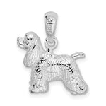 Sterling Silver Rhodium-plated Textured 3D Cocker Spaniel Pendant - Product Photo