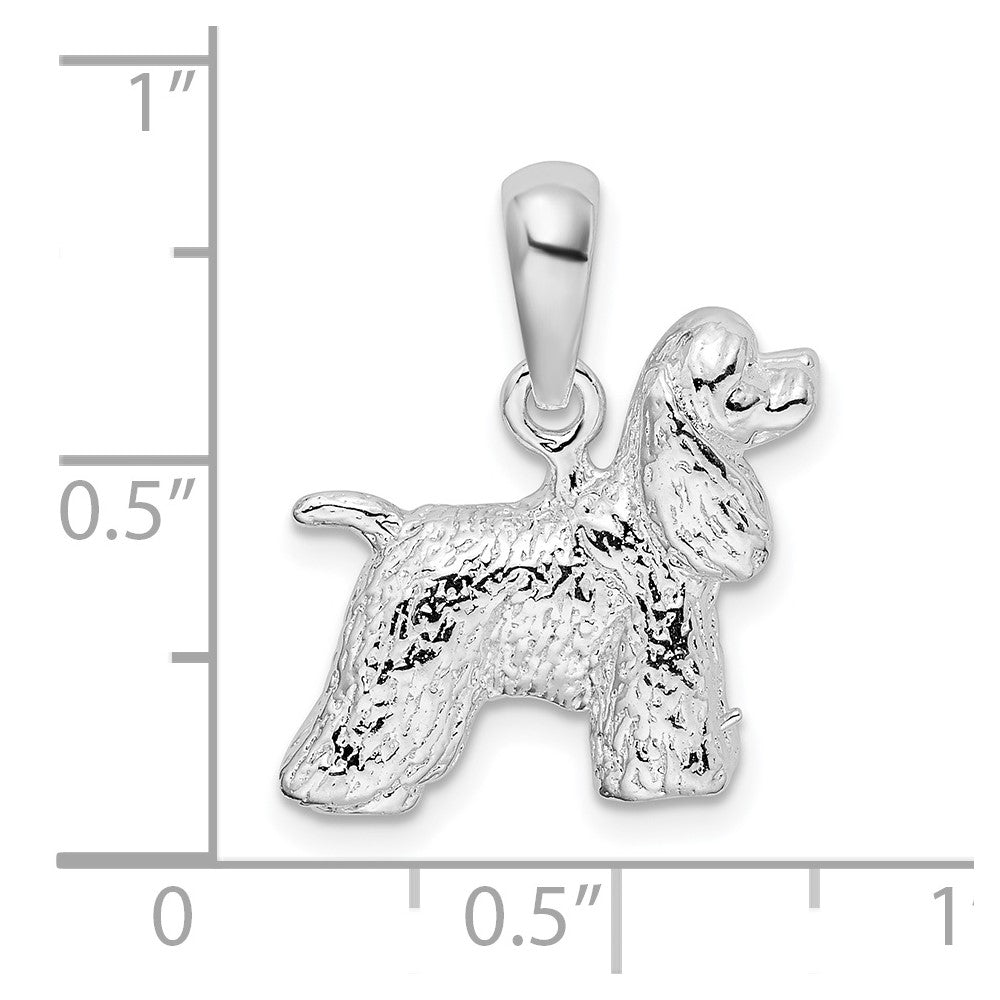 Sterling Silver Rhodium-plated Textured 3D Cocker Spaniel Pendant - Product Photo