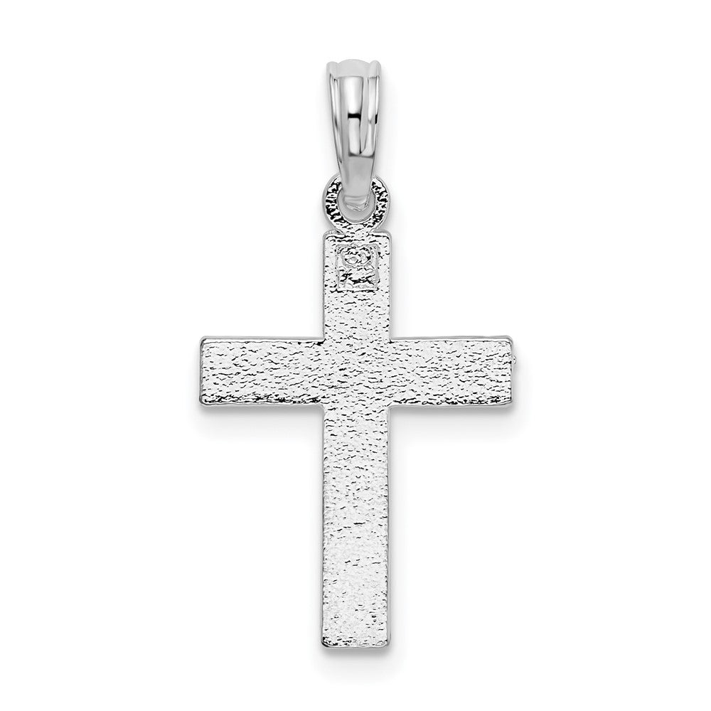 Sterling Silver Rhodium-plated All-over Diamond-cut Latin Cross Pendant - Product Photo