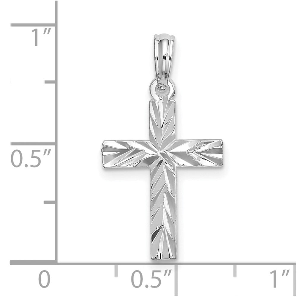 Sterling Silver Rhodium-plated All-over Diamond-cut Latin Cross Pendant - Product Photo