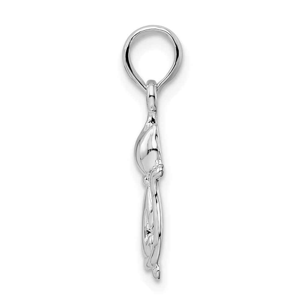 Sterling Silver Rhodium-plated Polished Big and Little Cats Pendant - Product Photo