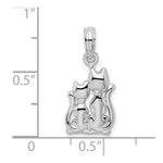 Sterling Silver Rhodium-plated Polished Big and Little Cats Pendant - Product Photo
