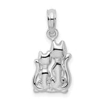 Sterling Silver Rhodium-plated Polished Big and Little Cats Pendant - Product Photo