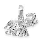 Sterling Silver Rhodium-plated Polished Elephant Pendant - Product Photo