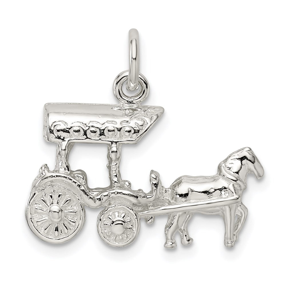Sterling Silver Horse & Carriage Charm - Product Photo