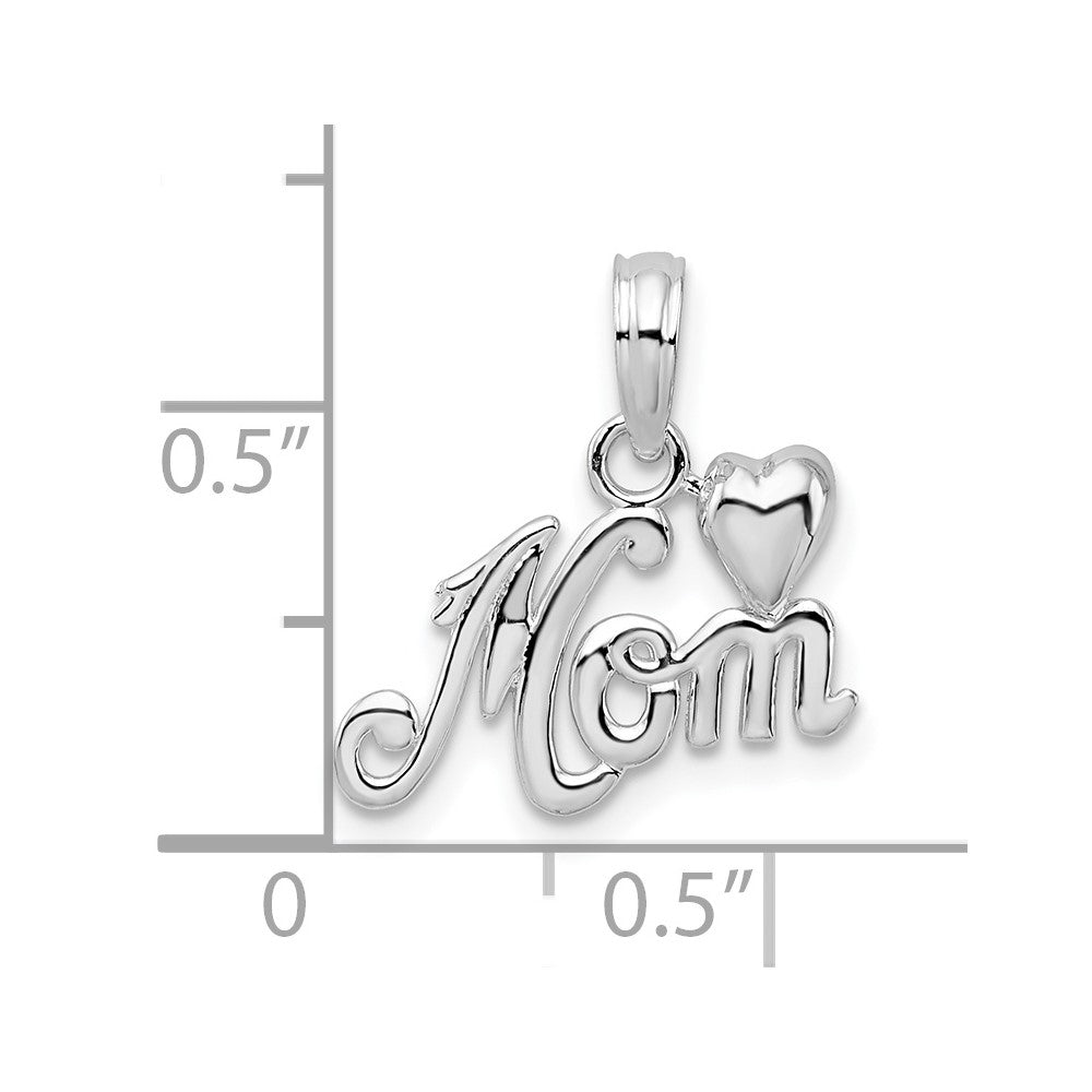 Sterling Silver Polished Mom with Heart Pendant - Product Photo