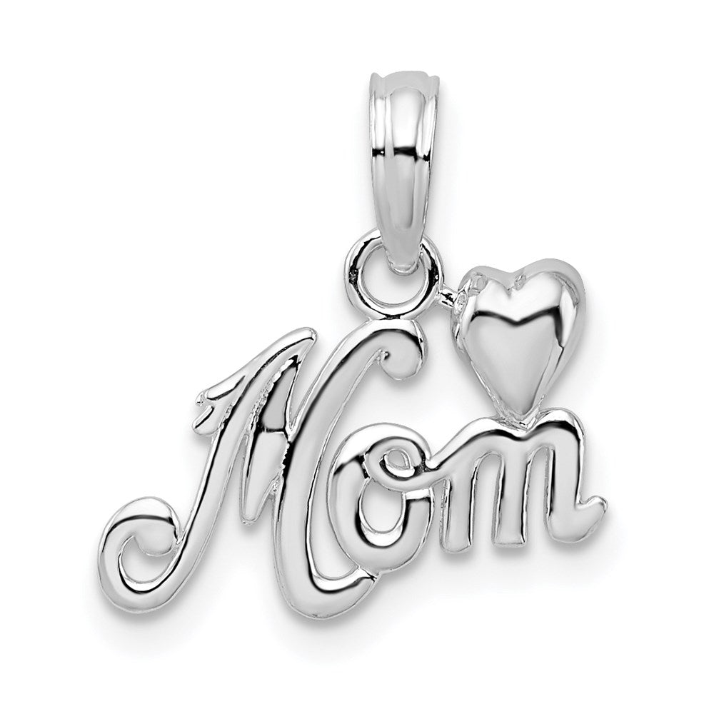 Sterling Silver Polished Mom with Heart Pendant