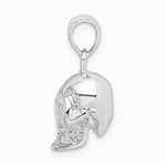 Sterling Silver Rhodium-plated Polished 3D Skull Pendant - Product Photo