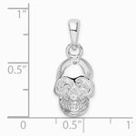 Sterling Silver Rhodium-plated Polished 3D Skull Pendant - Product Photo