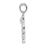Sterling Silver Rhodium-plated Textured Sitting Cat Pendant - Product Photo