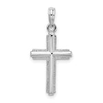 Sterling Silver Rhod-plated Polished Striped Border Latin Cross Pendant - Product Photo