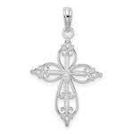 Sterling Silver Polish Fancy Filigree w/Beaded Center Cross Pendant - Product Photo