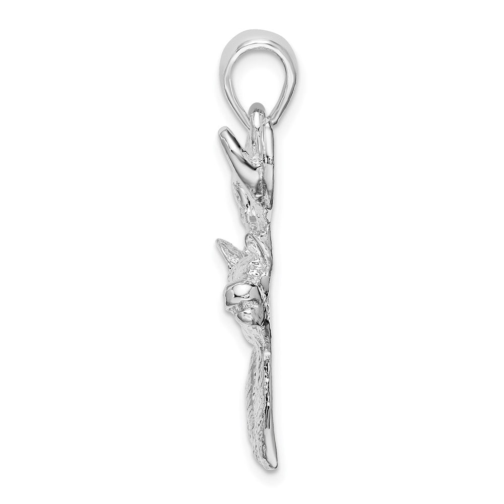 Sterling Silver Rhodium-plated 6-point Buck Deer Head Profile Pendant - Product Photo