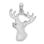 Sterling Silver Rhodium-plated 6-point Buck Deer Head Profile Pendant - Product Photo