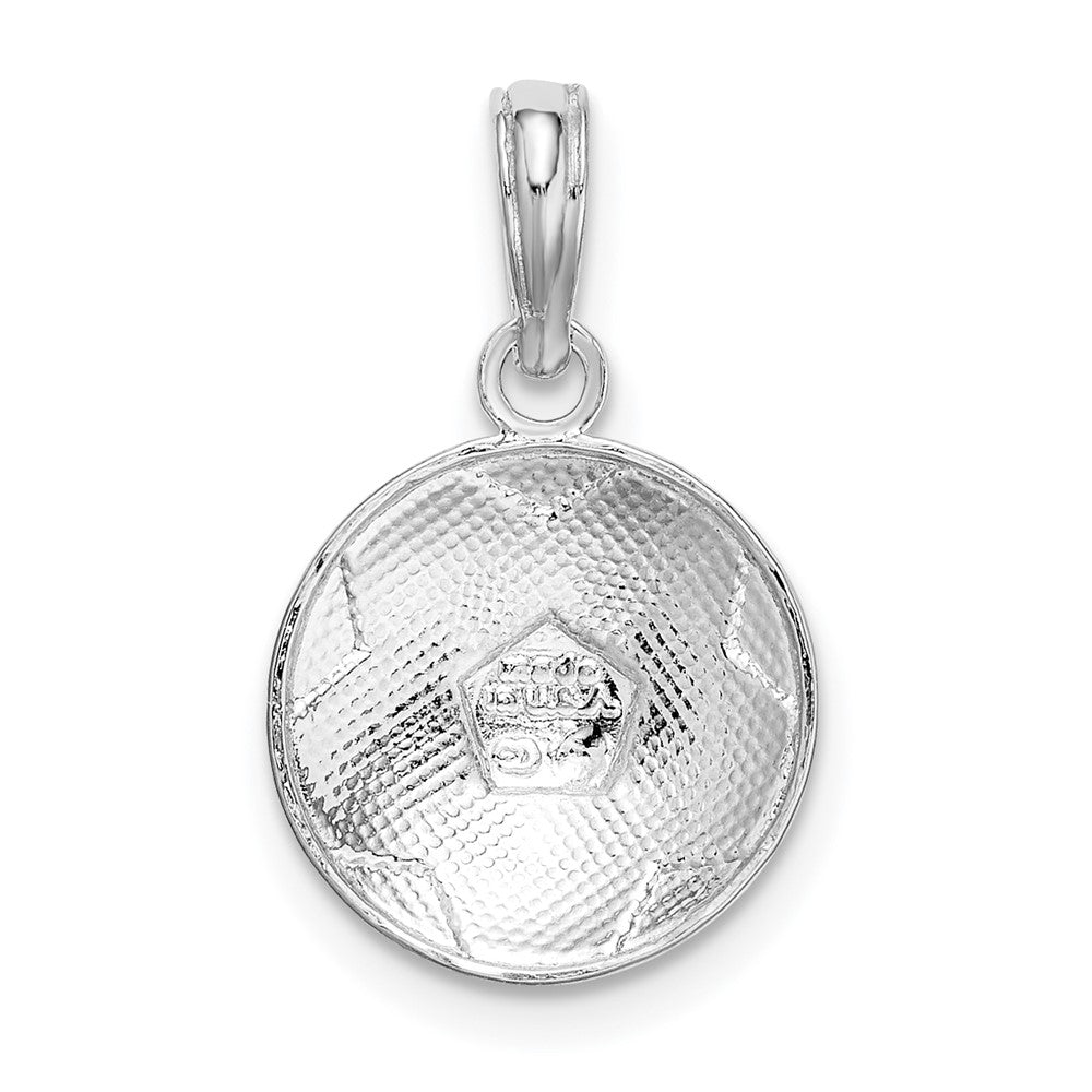Sterling Silver Rhodium-plated Polished/Textured Soccer Ball Pendant - Product Photo