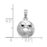 Sterling Silver Rhodium-plated Polished/Textured Soccer Ball Pendant - Product Photo