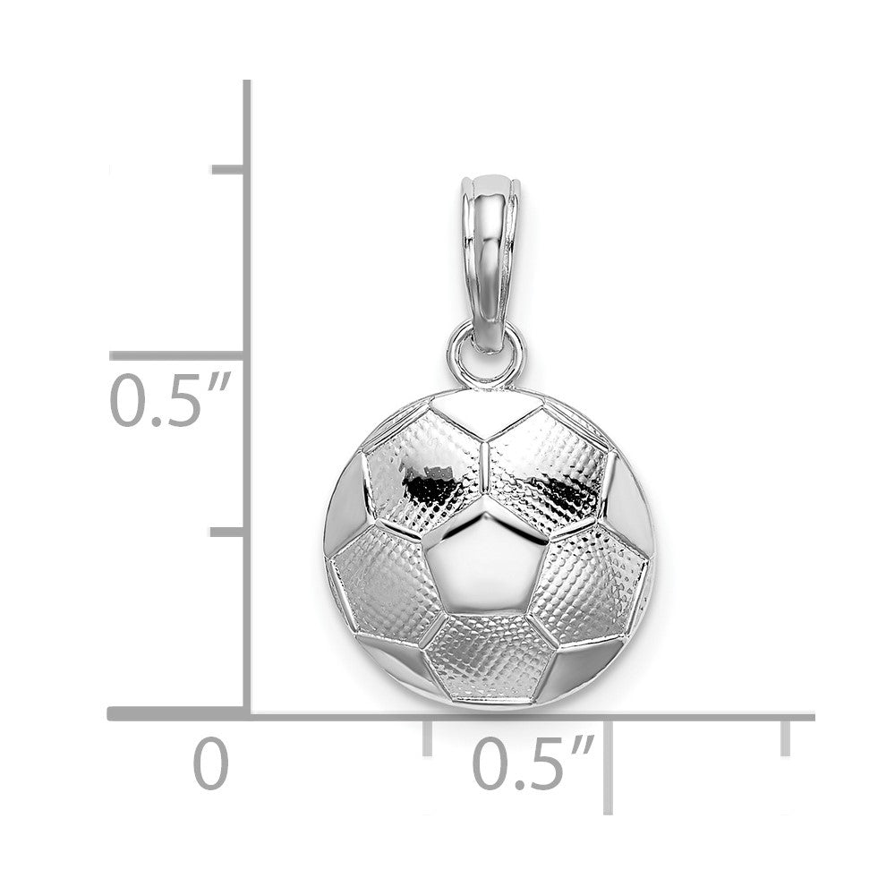 Sterling Silver Rhodium-plated Polished/Textured Soccer Ball Pendant - Product Photo