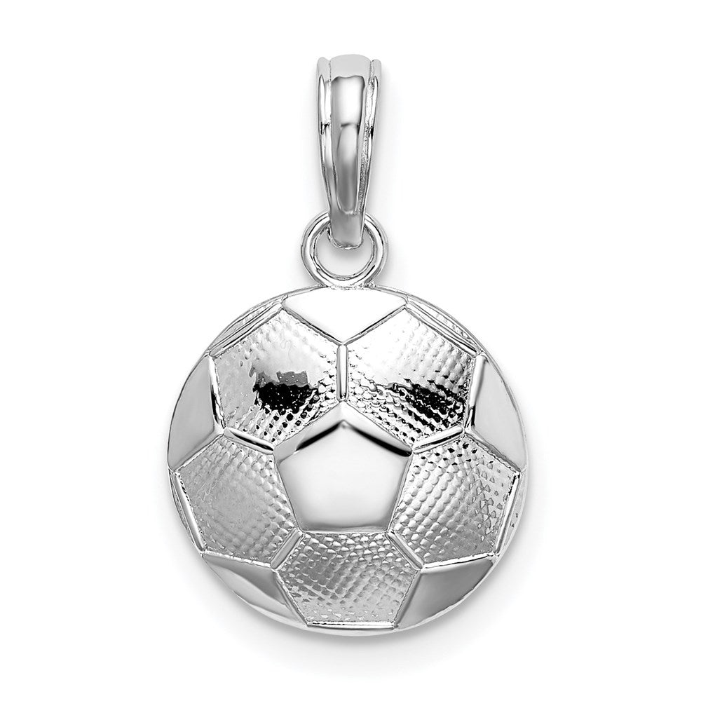 Sterling Silver Rhodium-plated Polished/Textured Soccer Ball Pendant - Product Photo