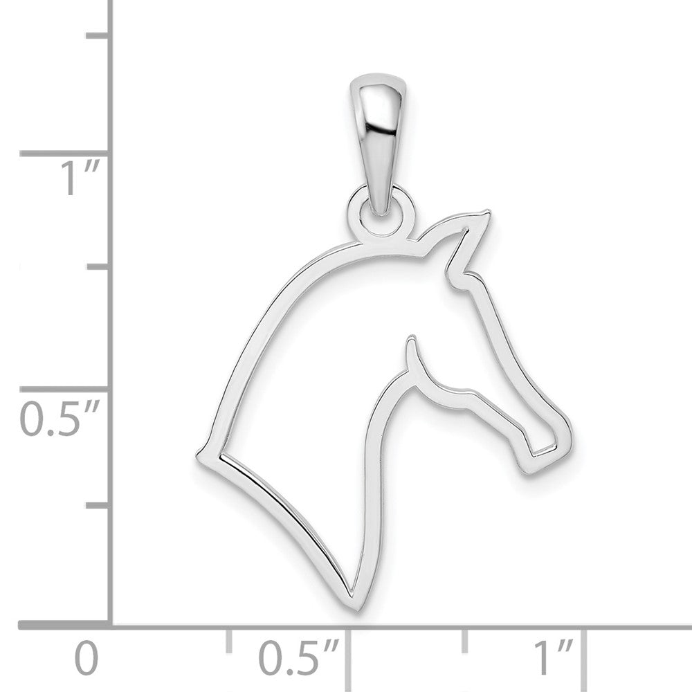 Sterling Silver Rhodium-plated Polished Cut-out Horse Head Pendant - Product Photo