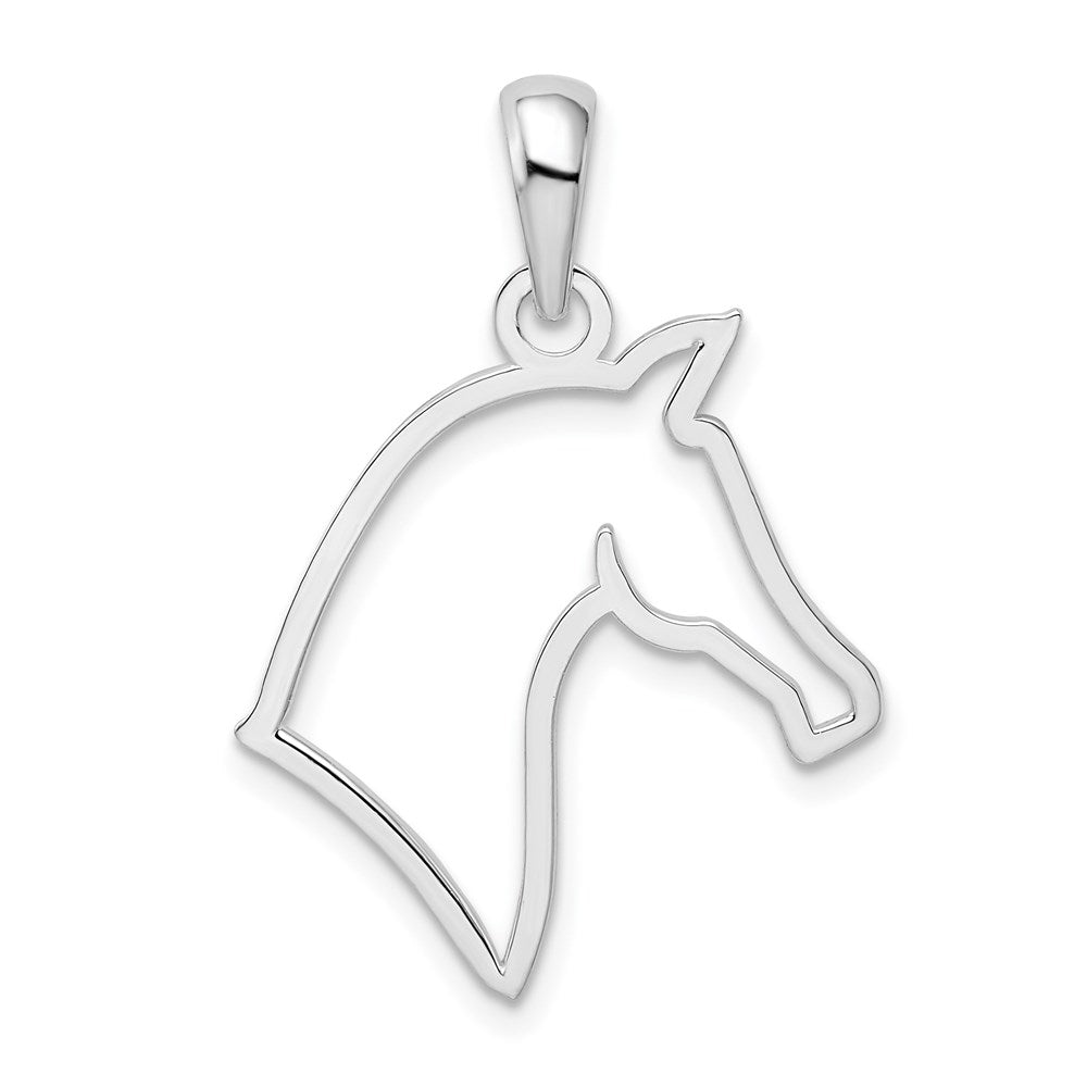 Sterling Silver Rhodium-plated Polished Cut-out Horse Head Pendant