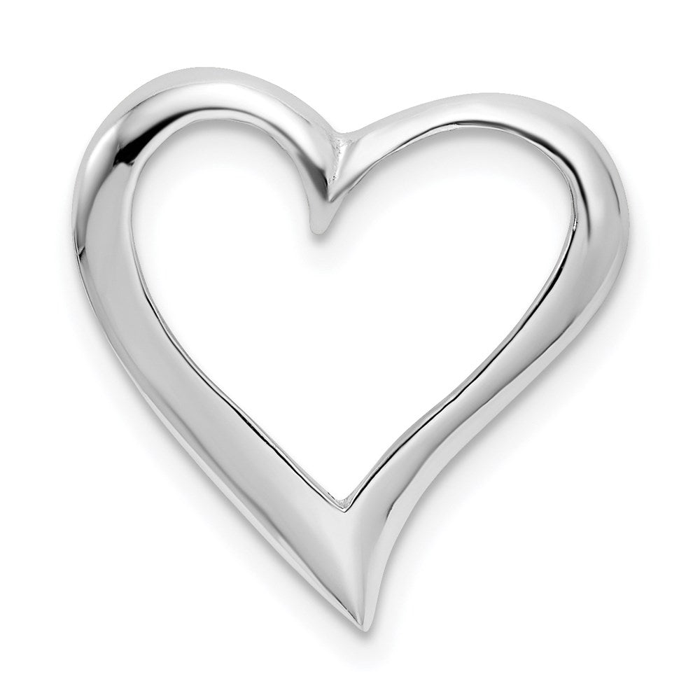 Sterling Silver Rhodium-plated Polished Large Floating Heart Pendant - Product Photo