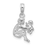 Sterling Silver Rhodium-plated Polished 3D Mother and Baby Pendant - Product Photo