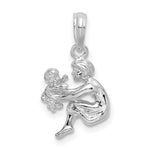 Sterling Silver Rhodium-plated Polished 3D Mother and Baby Pendant - Product Photo
