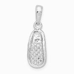 Sterling Silver Rhodium-plated 3D Pink Enameled Baby Shoe Pendant - Product Photo