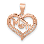 Sterling Silver Rose-tone CZ Mom Heart Pendant - Product Photo