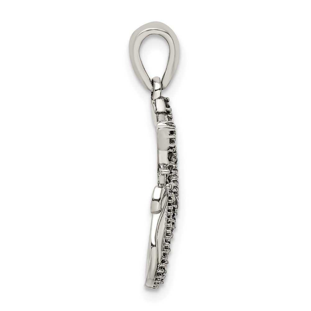 Sterling Silver Antiqued Polished Marcasite Cats Pendant - Product Photo