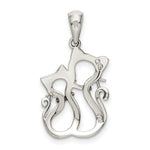 Sterling Silver Antiqued Polished Marcasite Cats Pendant - Product Photo