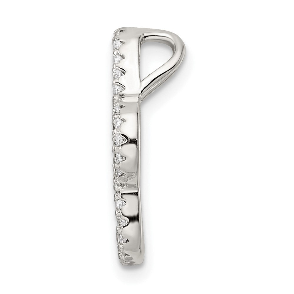 Sterling Silver Rhodium-plated Polished CZ Paw Print Chain Slide - Product Photo