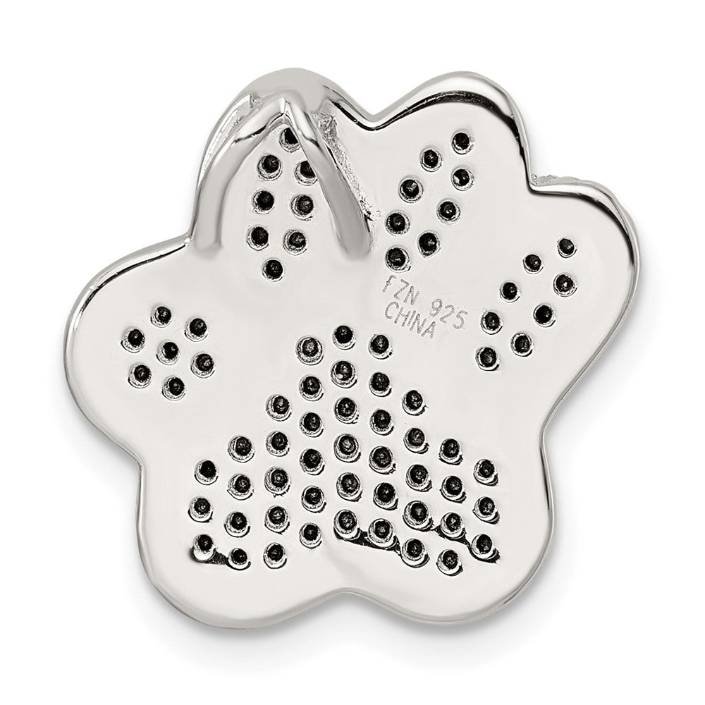 Sterling Silver Rhodium-plated Polished CZ Paw Print Chain Slide - Product Photo