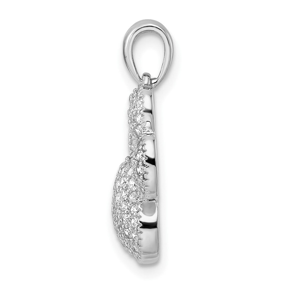 Sterling Silver Rhodium-plated Polished CZ Paw Print Pendant - Product Photo