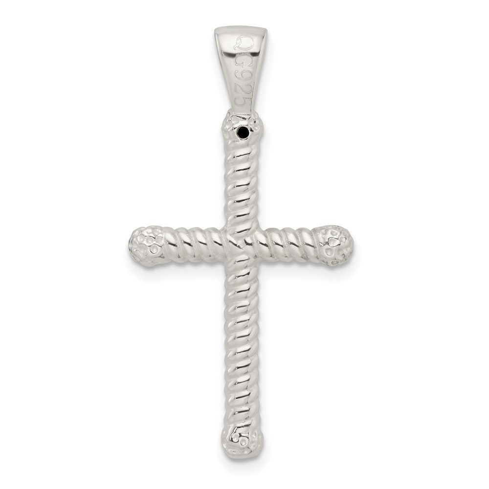 Sterling Silver Polished Twisted Hollow Latin Cross Pendant - Product Photo