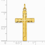 Sterling Silver Gold-plated Polished and Satin Diamond-Cut Cross Pendant - Product Photo