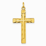 Sterling Silver Gold-plated Polished and Satin Diamond-Cut Cross Pendant - Product Photo